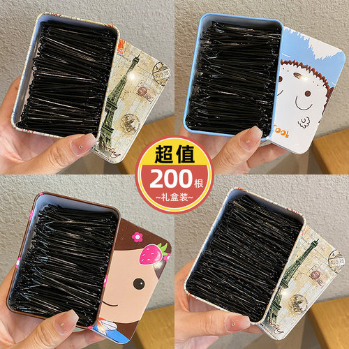 加粗黑色一字夹发卡碎发头发夹子头饰发夹边夹侧边刘海夹固定卡子 - 图2