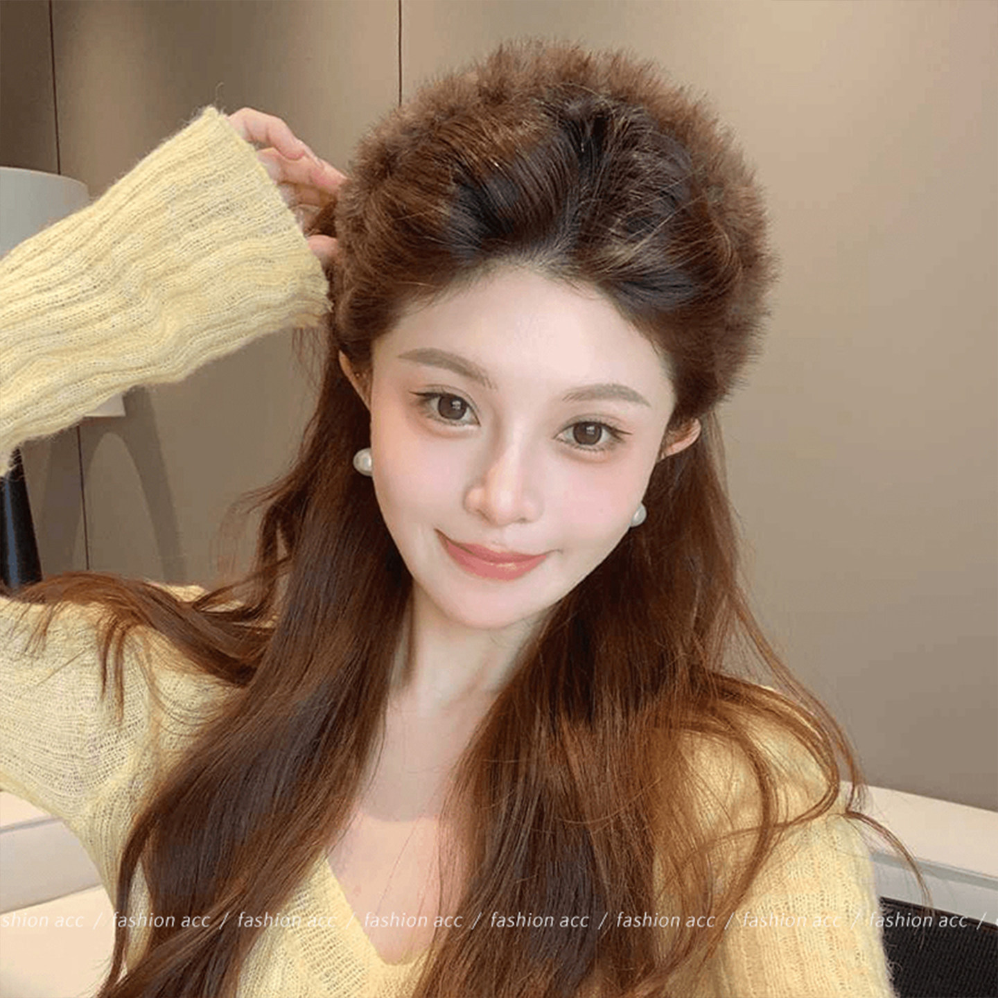 秋冬气质豹纹毛绒发箍女带齿洗脸压发头箍高颅顶防滑蓬松纹理发捆 - 图2