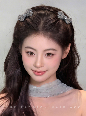 升级款闪钻领结插梳bb夹女高颅顶