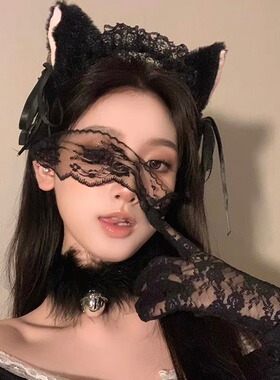 小野猫咪可爱猫耳朵发箍女cosplay软妹女仆蕾丝铃铛头箍百搭发饰
