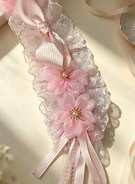 甜美洛丽塔蝴蝶结蕾丝发带lo娘樱花告白头饰毛绒兔耳朵kc发带头饰
