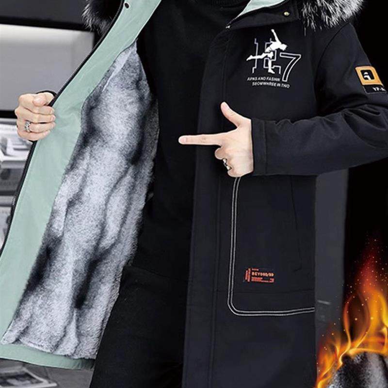 羽绒服男士中长冬季外衣羊毛衬里加厚棉质外衣2025新工作服派克大,淘宝优惠券,粉丝福利购,淘宝优惠卷