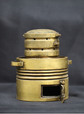 黄铜蒸笼摆件蒸蒸日上收纳盒茶叶罐干果盒客厅装饰品开业乔迁礼品