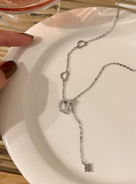 轻奢小众银色字母项链女