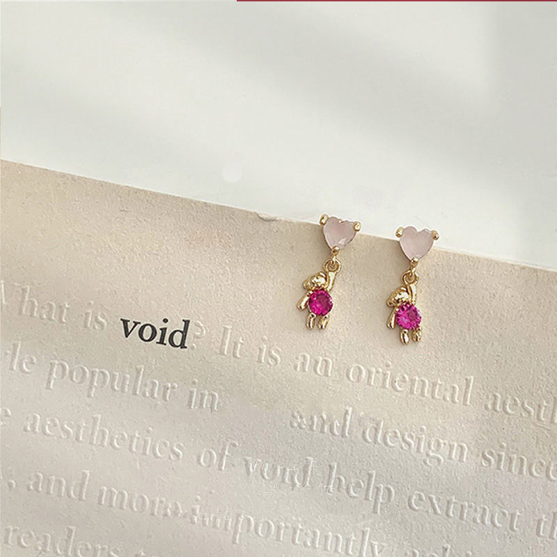 爱心小熊耳环小众独特绝美可爱耳坠秋冬新款巨好看长款圣诞耳饰女,淘宝优惠券,粉丝福利购,淘宝优惠卷