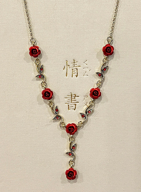 玫瑰花项链女小众设计感