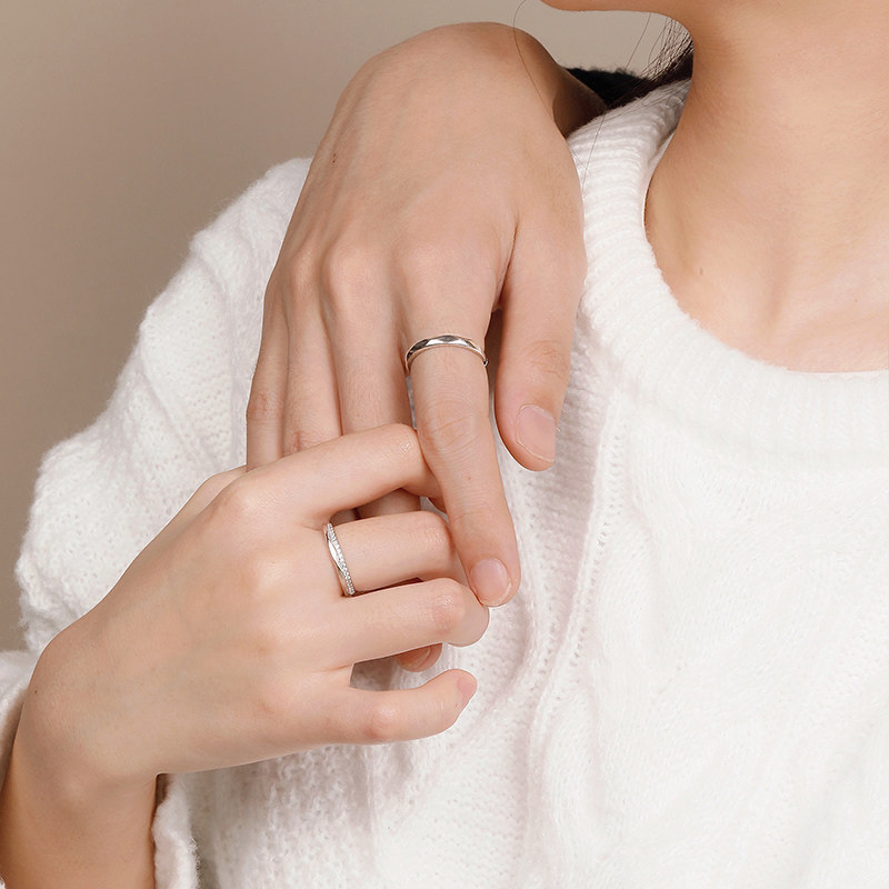 汐之流明情侣一对原创设计小众对戒 汐之首饰戒指/指环
