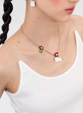 MARSEVEN大红花猫猫项链