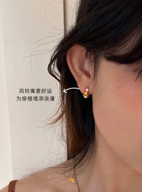 MARSEVEN 闪光派对系列mini风铃耳钉S925银小众原创简约女耳饰