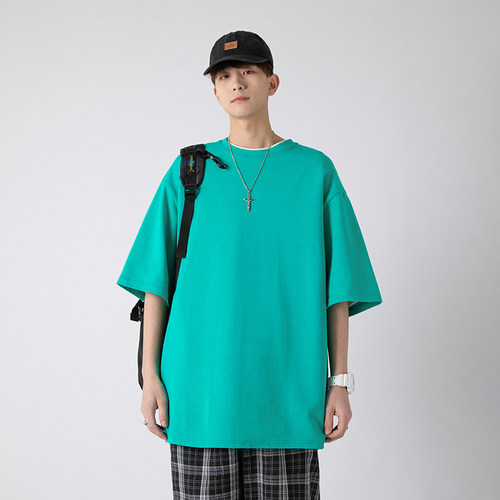 高克重磅t恤男短袖夏季无性别纯棉速干体恤潮牌简约白色情侣半袖 - 图1