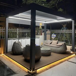 紫叶凉亭户外庭院别墅电动亭子智能新中式铝合金阳光房花园遮阳棚