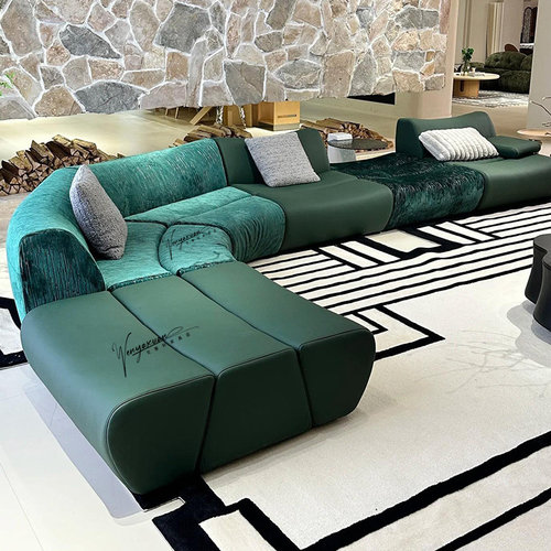 2025意式极简竹节沙发复古新款模块组合大平层小户型客厅布艺沙发 - 图2