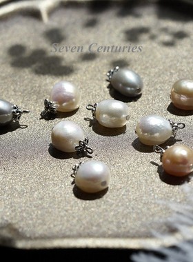 天然异形珍珠粉色灰色纯银万能链