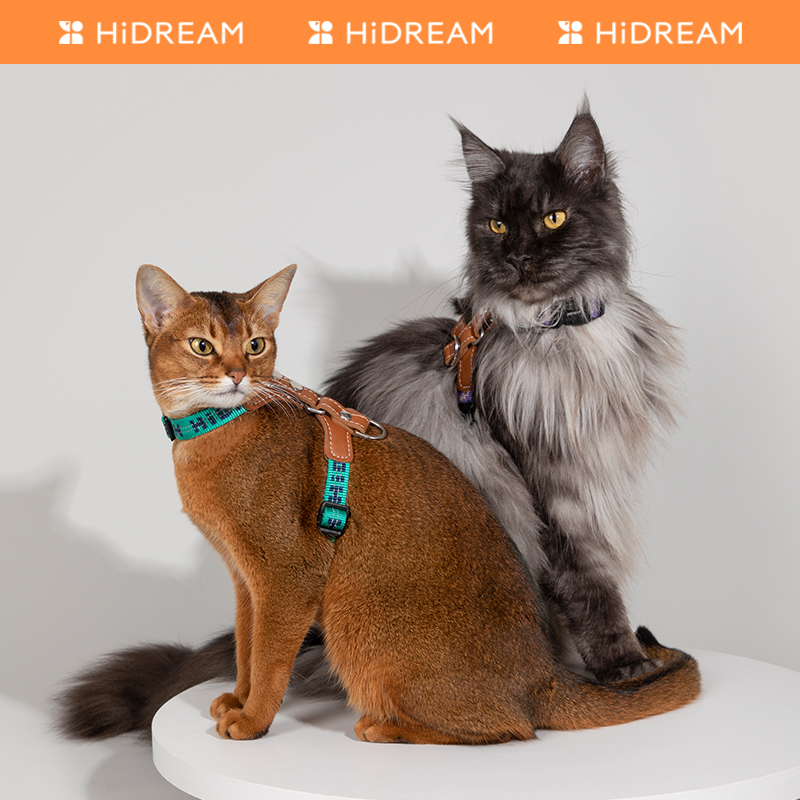 HiDREAM啵啵反光工字防挣脱猫胸背带套装可调节猫咪牵引绳-图3