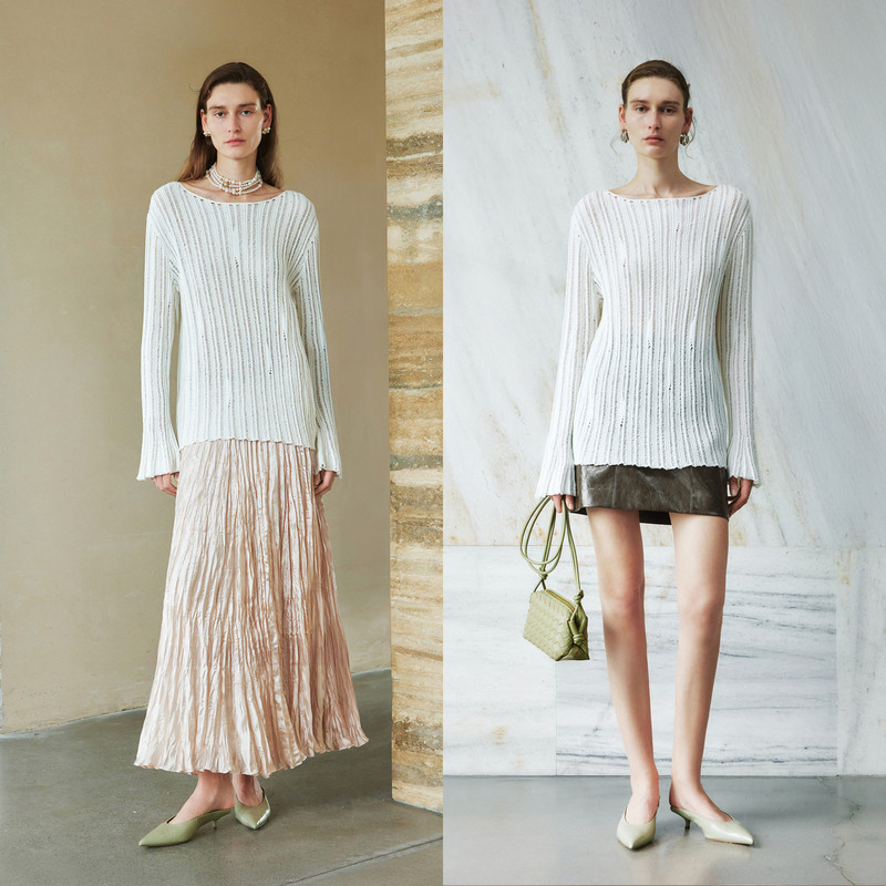 LYNEE【旧时光】慵懒竖条纹镂空针织上衣一字领长袖套头针织衫,淘宝优惠券,粉丝福利购,淘宝优惠卷