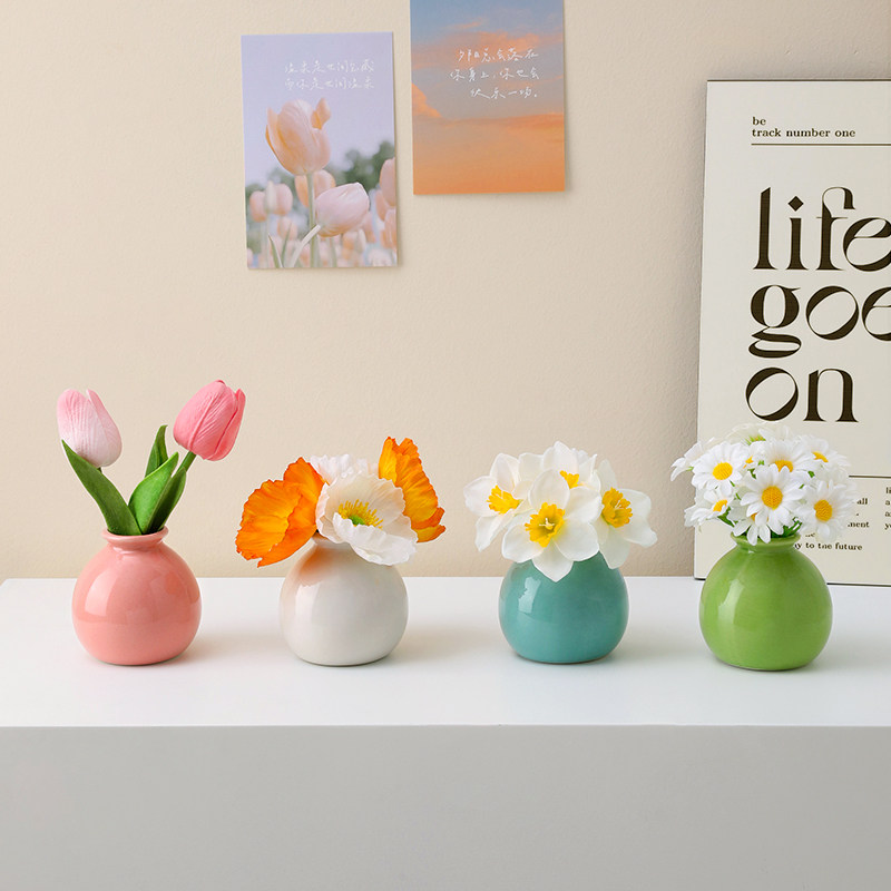 ins风陶瓷花瓶客厅插花桌面玄关家居卧室布置氛围感装饰品小摆件,淘宝优惠券,粉丝福利购,淘宝优惠卷