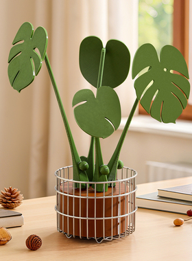 高级感龟背竹隔热垫摆件桌面装饰