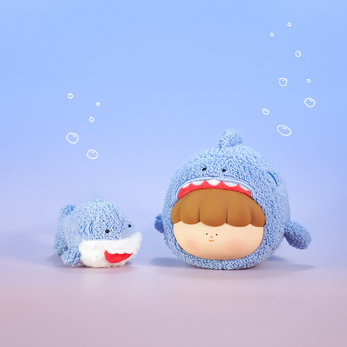 大美术馆 毛毛鲨吊卡搪胶毛绒公仔玩偶包包挂件装饰摆件生日礼物 - 图0