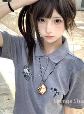 日系可爱豹纹猫咪镜子项链