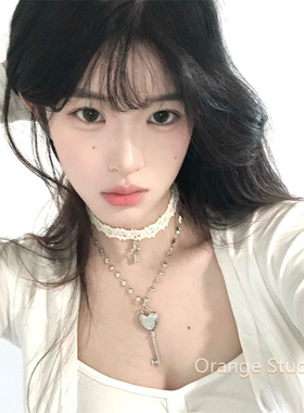 韩系ins风爱心钥匙叠戴项链