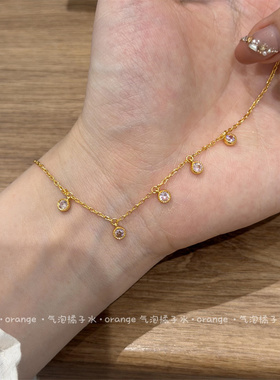 轻奢中古风金色锆石手链