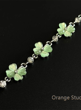 夏日清新绿色四叶草手链