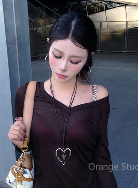 夸张爱心十字架吊坠项链