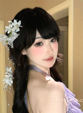 清冷感纯欲风白色铃兰花流苏发夹