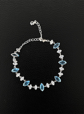 清冷感超闪蓝色水滴手链