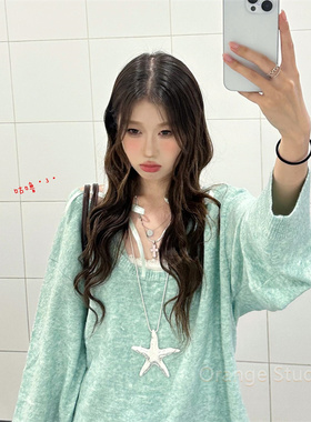 银色磨砂不规则海星项链