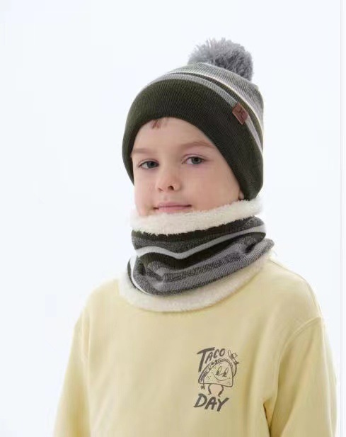 儿童帽子围巾手套套装冬宝宝保暖加绒毛线帽手套三件套男女童孩子