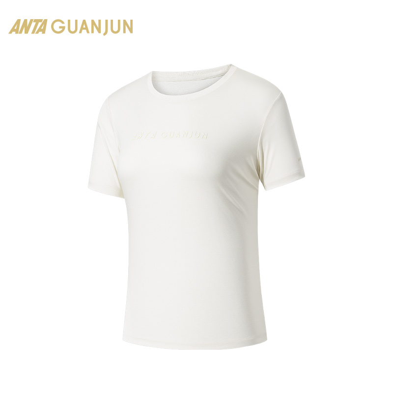 安踏冠军户外系列冰肤短袖针织衫女夏季纯棉圆领运动T恤162520118 - 图1