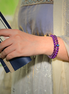 唐景轩紫水晶紫云母海蓝宝民族风