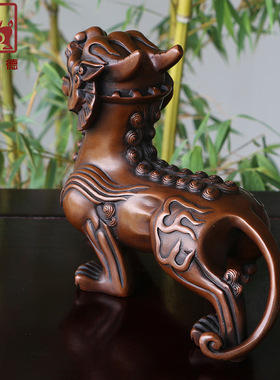 双角貔貅铜聚德纯紫铜聚财摆件