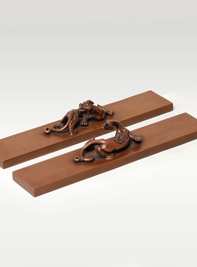 铜聚德 纯铜螭钮镇纸文房四宝镇尺一对书房装饰仿古工艺礼品摆件