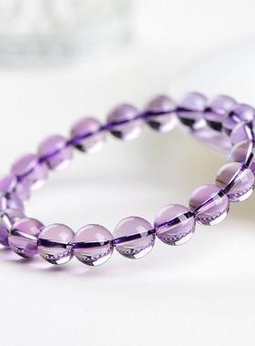 雅水晶 天然玻利维亚镜面久圆紫AL712481水链晶珠手 紫水晶手串
