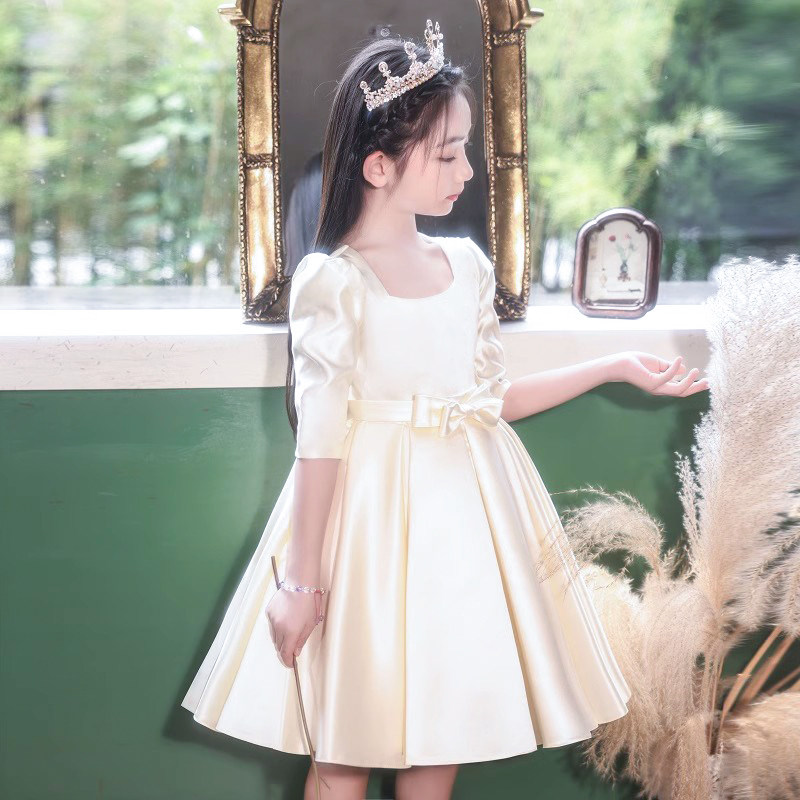 女童礼服高端儿童花童公主裙小女孩主持人钢琴演出服缎面轻奢小众,淘宝优惠券,粉丝福利购,淘宝优惠卷