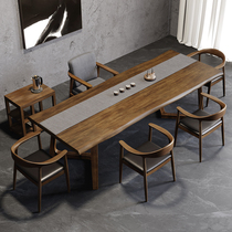 Modern simple solid wood large plate tea table and chairs combined tea table tea table integrated office Home Living room Balcony Tea Table