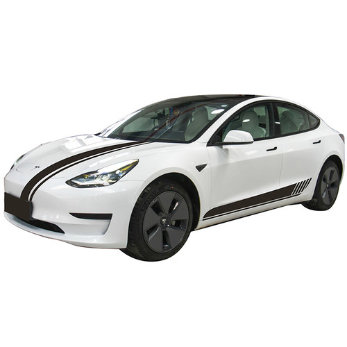 适用于特斯拉Model 3车贴拉花model Y个性改装饰机盖侧裙彩条贴纸 - 图3