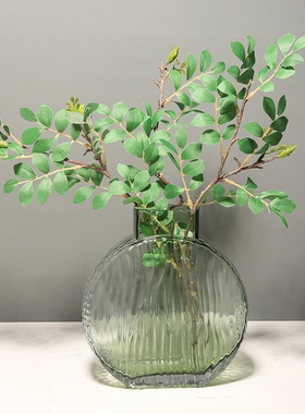 现代创意轻奢玻璃花瓶摆件水波纹水培插花花器客厅餐桌装饰品摆设