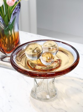 现代轻奢高级感玻璃花瓶果盘