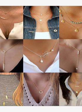 creative geometry clavicle chain tassel women's necklace