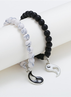 跨境couple beaded bracelet men's frosted turquoise bracelet