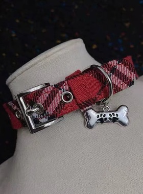 简约红色格子骨头皮带扣颈链2026新款气质设计感小众高级百搭颈链