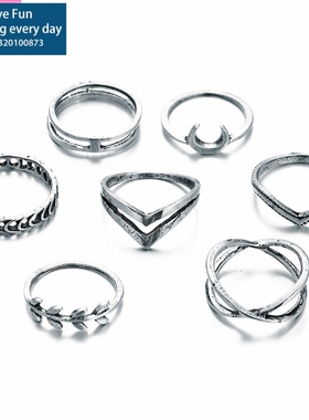 7pcs Moon Cross Rings Vintage Simple Joint Ring jewelry Set