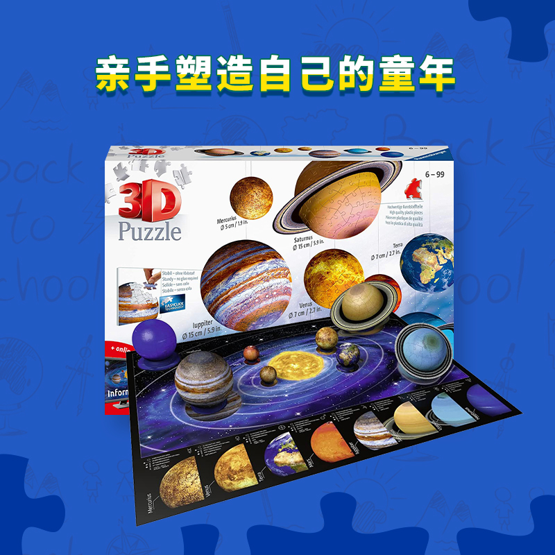 睿思3D立体拼图Ravensburger行星系统10岁以上益智玩具摆件礼物 - 图0