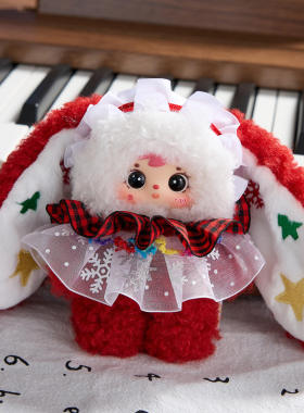 卡通可爱三小毛雪夜茶话会毛绒盲盒公仔玩偶玩具手办家居卧室装饰