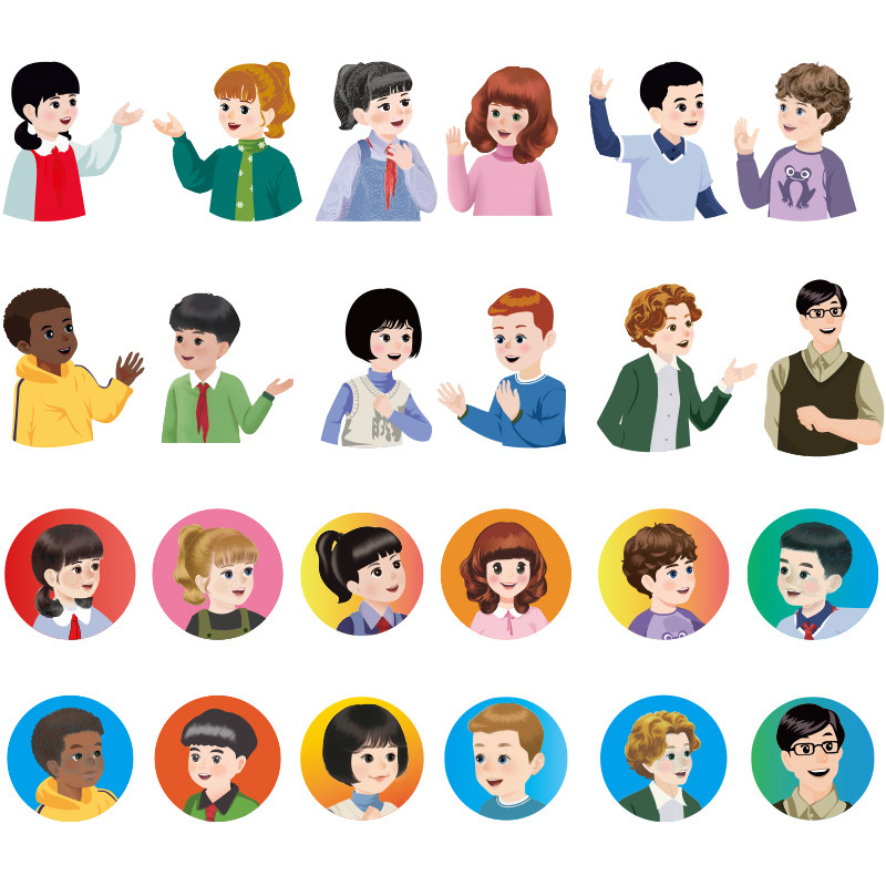 2026新版人教PEP版小学英语课本书本人物角色黑板贴全身卡通人物肖像板书卡片英文教师老师公开课展示用教具,淘宝优惠券,粉丝福利购,淘宝优惠卷