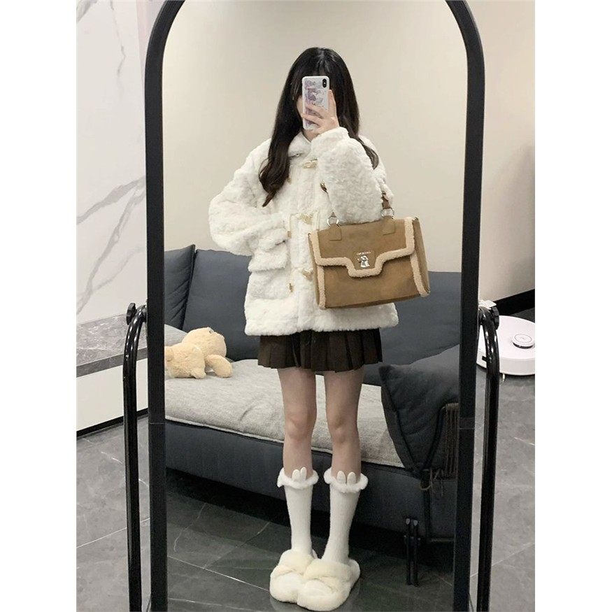 冬季羊羔毛外套女加绒加厚小个子学院风仿皮草上衣小香风毛毛外套,淘宝优惠券,粉丝福利购,淘宝优惠卷