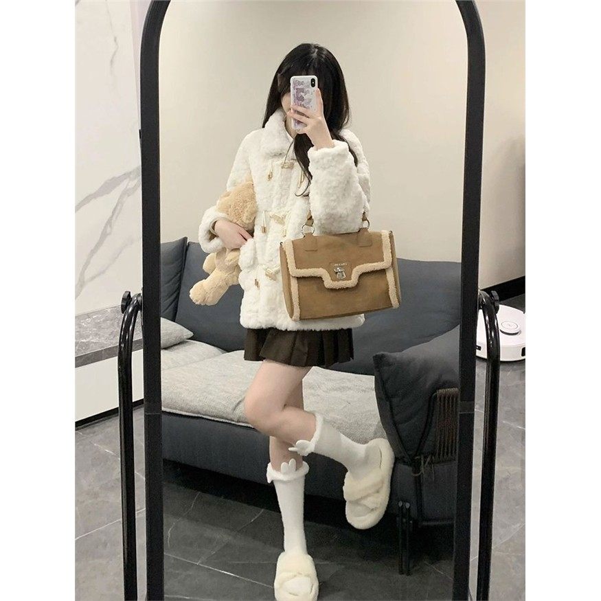 冬季羊羔毛外套女加绒加厚小个子学院风仿皮草上衣小香风毛毛外套,淘宝优惠券,粉丝福利购,淘宝优惠卷